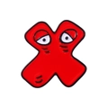 Red letter X enamel pin with cartoon eyes and expression from the Alphabet Lore collection - Letter X Style (XZ5398)