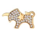 Goldene Stier-Brosche mit funkelnden weißen Strasssteinen und Stern-Design-Details - Pave Stier-Stil (XZ7510)