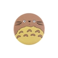 Round matte Totoro metal badge with cartoon face design on a white background - Xz7648