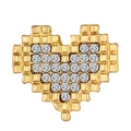 Goldene Pixel-Herz-Brosche mit funkelnden Zirkonia-Kristallen für luxuriöse Hemden - Pixel Herz Stil (XZ7514)