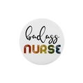 Round tinplate badge with badass NURSE rainbow design for clothing and bag decor - Xz7654