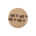 Cartoon tinplate metal badge with outdoor hiking boot footprints on khaki surface - Sole Footprint Style (XZ7659)
