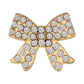 Eleganter goldener Schleifen-Knopfpin mit funkelnden Kristallen und Steinchen - Pave Schleife-Stil (XZ7522)