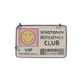 Enamel VIP card brooch with a yellow smiley face and ID card design for clothing - Off White