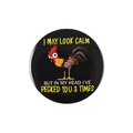 Round black tinplate badge with Heihei character and humorous quote for bags - Funny Rooster Character Style (XZ7683)