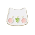 Cute white cat head enamel pin with green leaf detail and golden plating - Cat Head with Leaf Style(XZ8363)