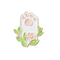 Cute cat paw enamel brooch with green leaves and pink flowers on a golden metal base - Floral Cat Paw Style(XZ8364)