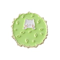 Cartoon enamel pin featuring a cute white cat hiding in green leaves with gold metal trim - Cat in Bushes Style(XZ8367)