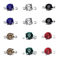 Set of 12 colorful zircon crystal brooches with silver metal pins for shirt decoration - Multi-color Round Rhinestones (XZ8549)