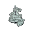 Pastel blue enamel pin featuring a hand holding a wand with Just A Little Witchy text - Little Witchy Style (XZ8544)
