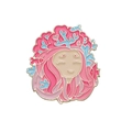 Emaille zeemeermin speldje met roze haar en koraal details voor oceaan stijl mode - Roze Haar Koraal Zeemeisje (XZ8504)