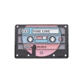 Retro-Emaille-Brosche in Kassettenform in Rosa und Blau mit Fine Line-Design - Fine Line Kassette Stil (XZ8802)