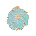 Emaille cartoon zeemeermin speldje met blauw haar en oranje vissen oceaan thema - Blauw Haar Tropische Vis Meisje (XZ8505)