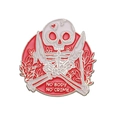 Creative skull enamel pin featuring two daggers and 'No Body No Crime' text - Dark Humor Knife Skull (XZ8848)