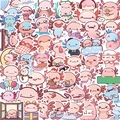 Lot de 50 autocollants axolotl imperméables pour décorer ordinateurs et valises de voyage - Style Quotidien Axolotl 1 (WES135)