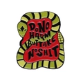 Enamel pin featuring a striped snake with the text DO NO HARM BUT TAKE NO SHIT - Green Yellow Snake Style (XZ8732)