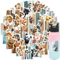 50pcs cute cartoon animal stickers for water bottles and laptops with waterproof finish - Animals Peeking Out (WES134)