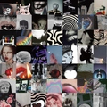Set di 49 adesivi per collage a parete grunge nero con estetica rock e punk art - Predefinito
