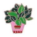 Süße Sukkulenten-Emaille-Brosche mit rosa Topf und grünen Blättern in Goldrand - Rosa Topf Grüne Blatt Sukkulente (xz8136)