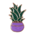Cute succulent enamel pin in purple pot with green leaves and rose gold metal plating - Agave Style Green Plant Purple Pot (xz8140)
