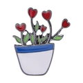 Cute cactus succulent enamel pin with red heart flowers and white pot design - Heart Flowered Potted Plant (xz8146)