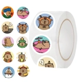 500pcs roll of cute cartoon Capybara stickers with creative various themed designs - Capybara Style