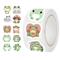 Rotolo di 500 adesivi a forma di rana con dieci simpatici disegni per scrapbooking - Motivo Rana Cartone Animato (JJT007)