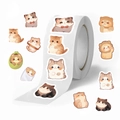 Roll of 500 cartoon cat stickers with various cute kitty designs for decoration - Cat Series (JJT027) / 500 Sheets/Roll