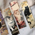 Vintage Japanese cat bookmarks featuring ukiyo-e style art on premium cardstock paper - Vintage Japanese Cat Collection