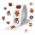 Rotolo da 500 adesivi decorativi a tema basket con vari design sportivi creativi - Predefinito