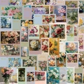 50 pieces of vintage floral stamp stickers with aesthetic oil painting designs for DIY - Vintage Floral Stamp Series