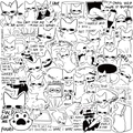 50 pieces of black and white cat graffiti stickers for laptop guitar and luggage decoration - Black and White Cat Quotes Graffiti Style (WES218)