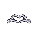 Gothic skull hands forming a heart shape enamel pin in black and white metal - Skeleton Hands Heart (XZ8993)