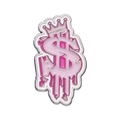 Broche esmaltado de signo de dólar rosa estilo grafiti con corona y efecto goteo - Estilo Signo de Dólar Rosa (XZ9748)