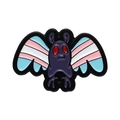 Black Mothman enamel pin with red eyes and transgender pride flag colors on its wings - Transgender Flag Wings Style (XZ9261)