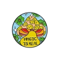 Pink mushroom enamel pin with smile patterns and Magic Is Real text slogan - Magic Is Real Mushroom (XZ8560)