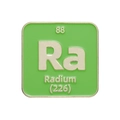 Square green enamel Radium chemical element pin badge with metal atomic symbol Ra - Chemical Element Radium (XZ8485)
