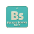 Square enamel pin with Because Science text in turquoise and polished metal finish - Because Science Bs (XZ8486)