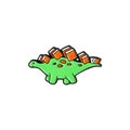 Detail of creative stegosaurus brooch with orange book plates and green enamel finish - Green Stegosaurus Style (CC2290)