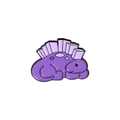 Close-up of purple enamel dinosaur brooch with gradient plates and black alloy edges - Purple Healing Stegosaurus Style (CC2292)