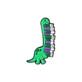 Detailed close-up of a cute green dinosaur enamel brooch carrying a stack of books - Green Brontosaurus with Books Style (CC2293)