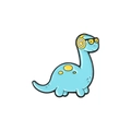 Cute light blue dinosaur enamel pin with yellow headphones and sunglasses for clothing - Cool Blue Dinosaur with Headphones (XZ4235)