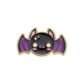 Spilla smaltata gatto pipistrello punk con bordo dorato e ali viola per vestiti - Stile Pipistrello (XZ9871)