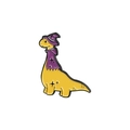 Cute yellow cartoon dinosaur enamel pin with purple wizard hat and magic cloak - Wizard Yellow Dinosaur (XZ4237)