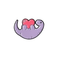 Cartoon purple dinosaur enamel pin holding a pink heart for clothes and bags decoration - Purple Dinosaur with Heart (XZ4238)