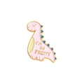 Cute pink cartoon dinosaur enamel pin with blue scales and I'm So Pretty text - Xz4549 / Brooch