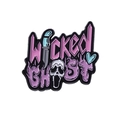 Wicked Ghost Halloween enamel pin with Scream mask and dagger in purple and pink - Scream Pink Blue Wicked (xz8492)