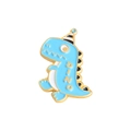 Cute light blue dinosaur enamel pin with party hat and Dino text for clothes decor - Party Blue Dinosaur (XZ4552)