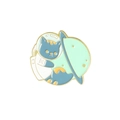 Cute enamel astronaut cat pin holding a green planet with golden metal edges - Astronaut Cat Holding Planet Style (XZ3685)