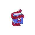 Creative purple enamel book brooch with red ribbon reading Future Bestselling Author - FUTURE BESTSELLING AUTHOR (XZ4654)